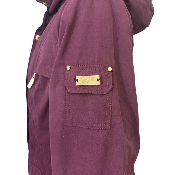 BELLE BADGLEY MISCHKA Burgundy Fleece & Faux Fur Trimmed Hooded Parka sz Medium‎ - Picture 4 of 11